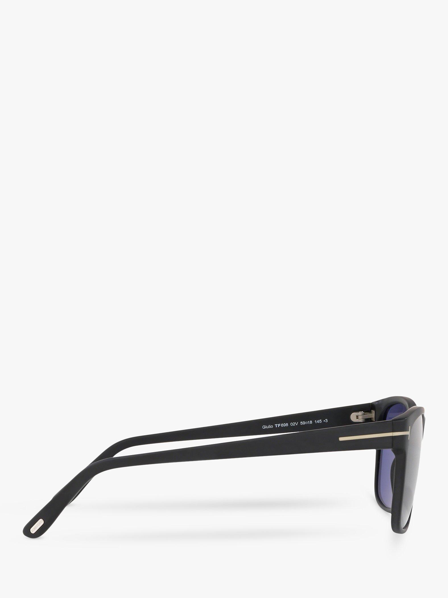 Product image 10 of 11, which shows TOM FORD FT0698 Men's Giulio Polarised Square Sunglasses, Matte Black/Blue