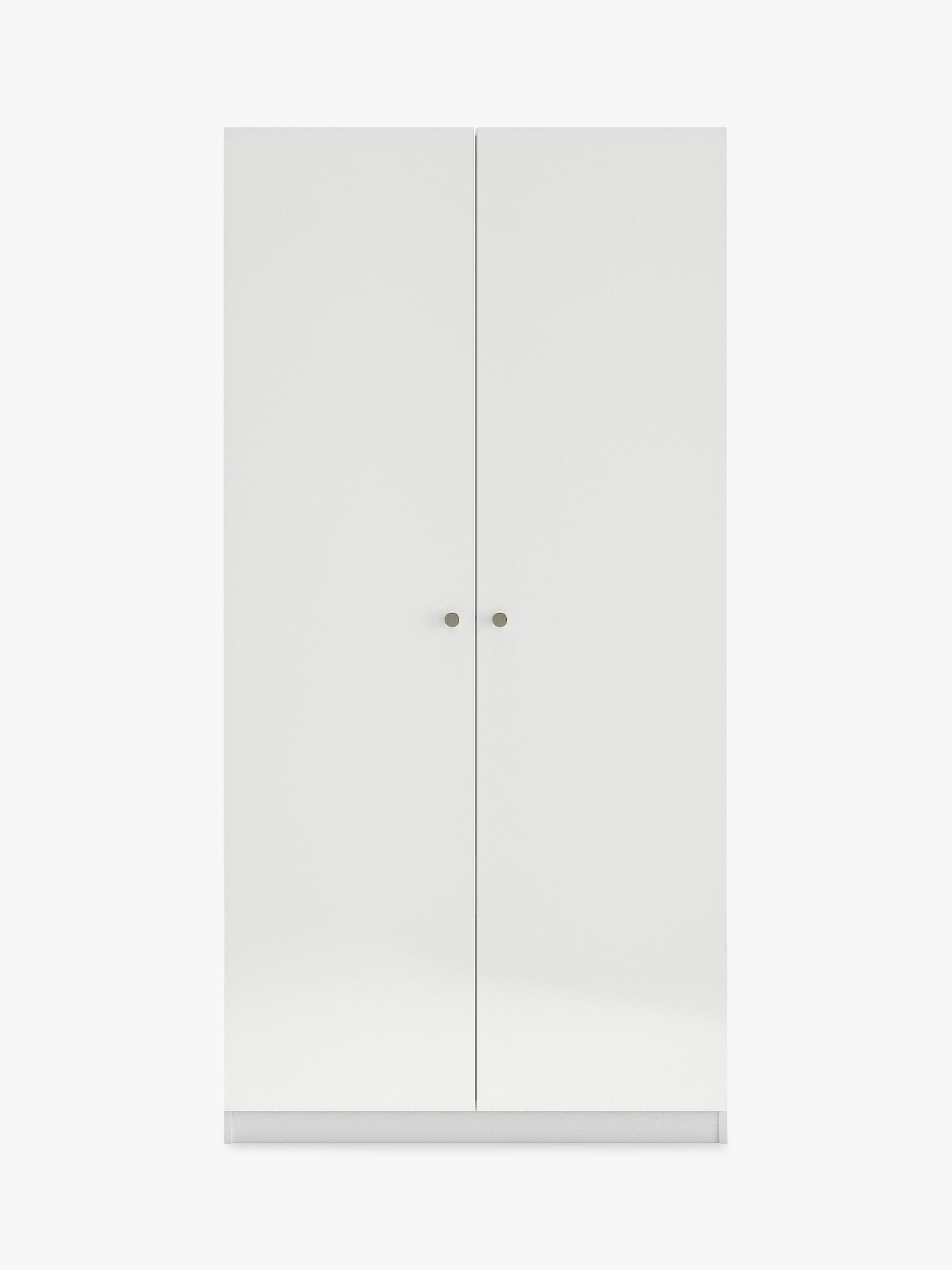 John Lewis ANYDAY Mix it Double Wardrobe, Nickel Knob Handles, Gloss White