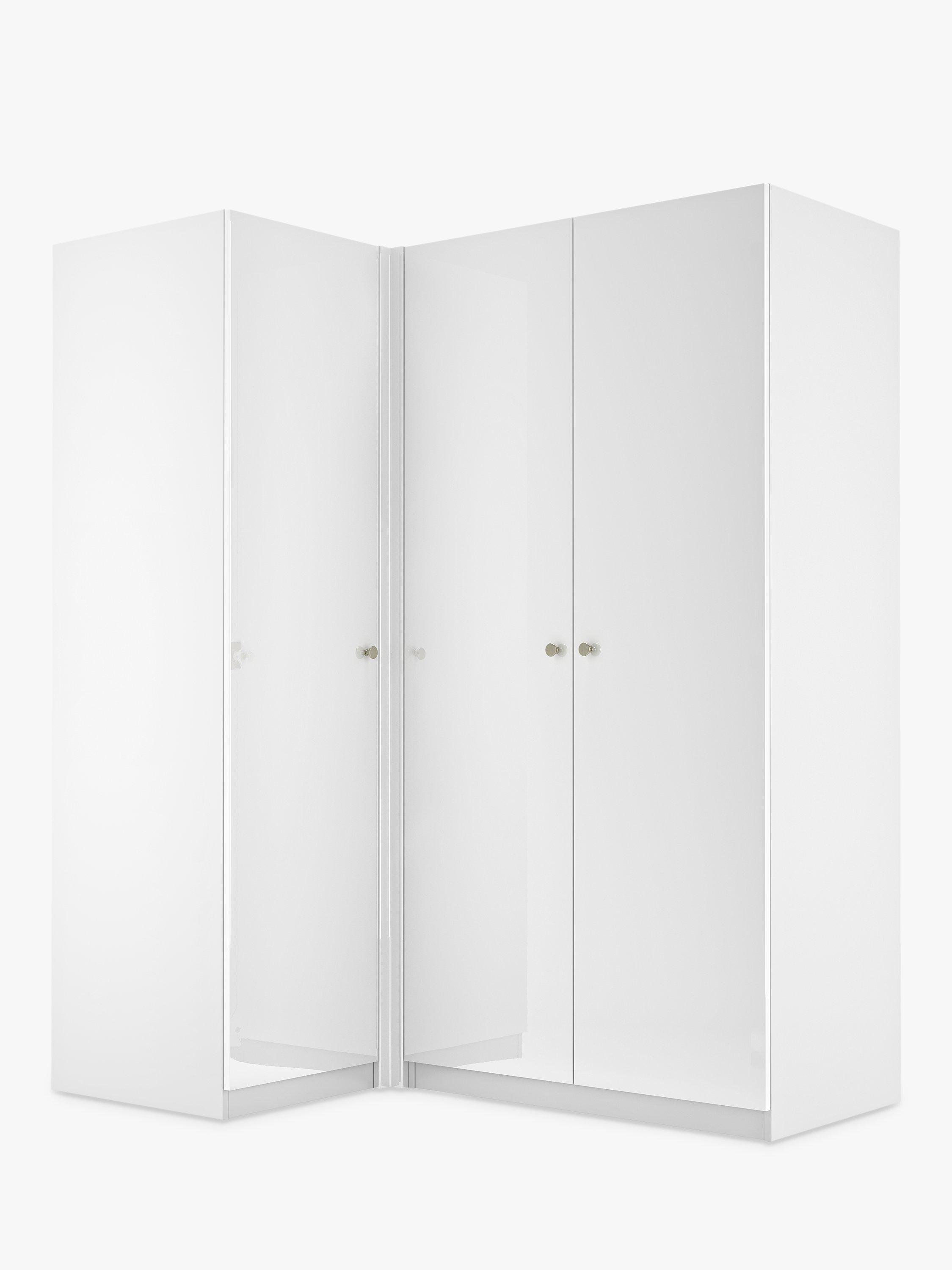 John Lewis ANYDAY Mix It Corner Wardrobe, Nickel Knob Handles, Gloss White