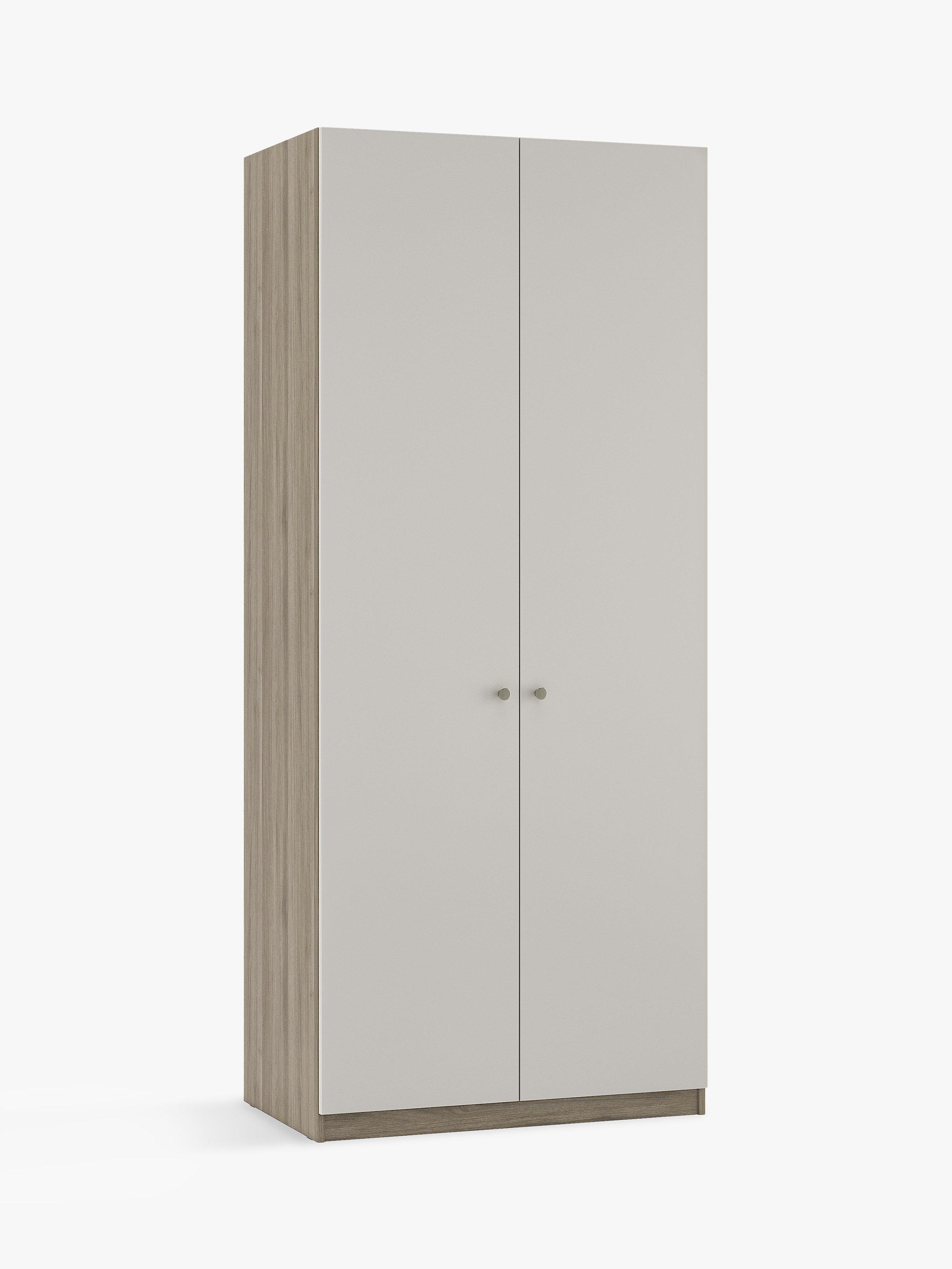John Lewis ANYDAY Mix it Tall Double Wardrobe, Nickel Knob Handles, Grey Ash/Matt Smoke
