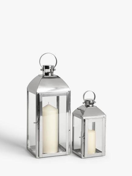 John Lewis Bloomsbury Lantern Candle Holders, Set of 2 - view 2, Silver