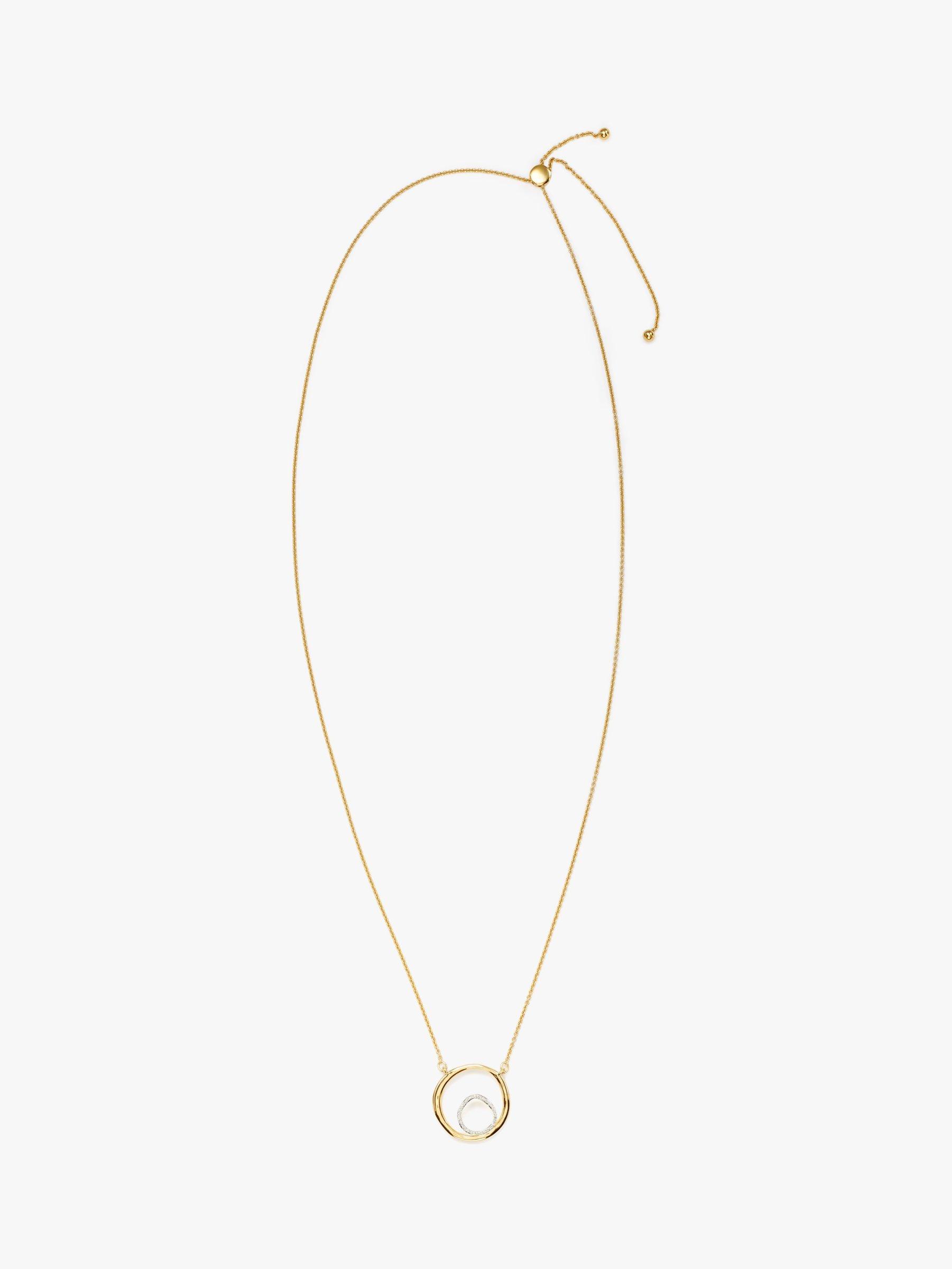 Product image 1 of 4, which shows John Lewis Open Circle Diamond Pendant Necklace, Gold