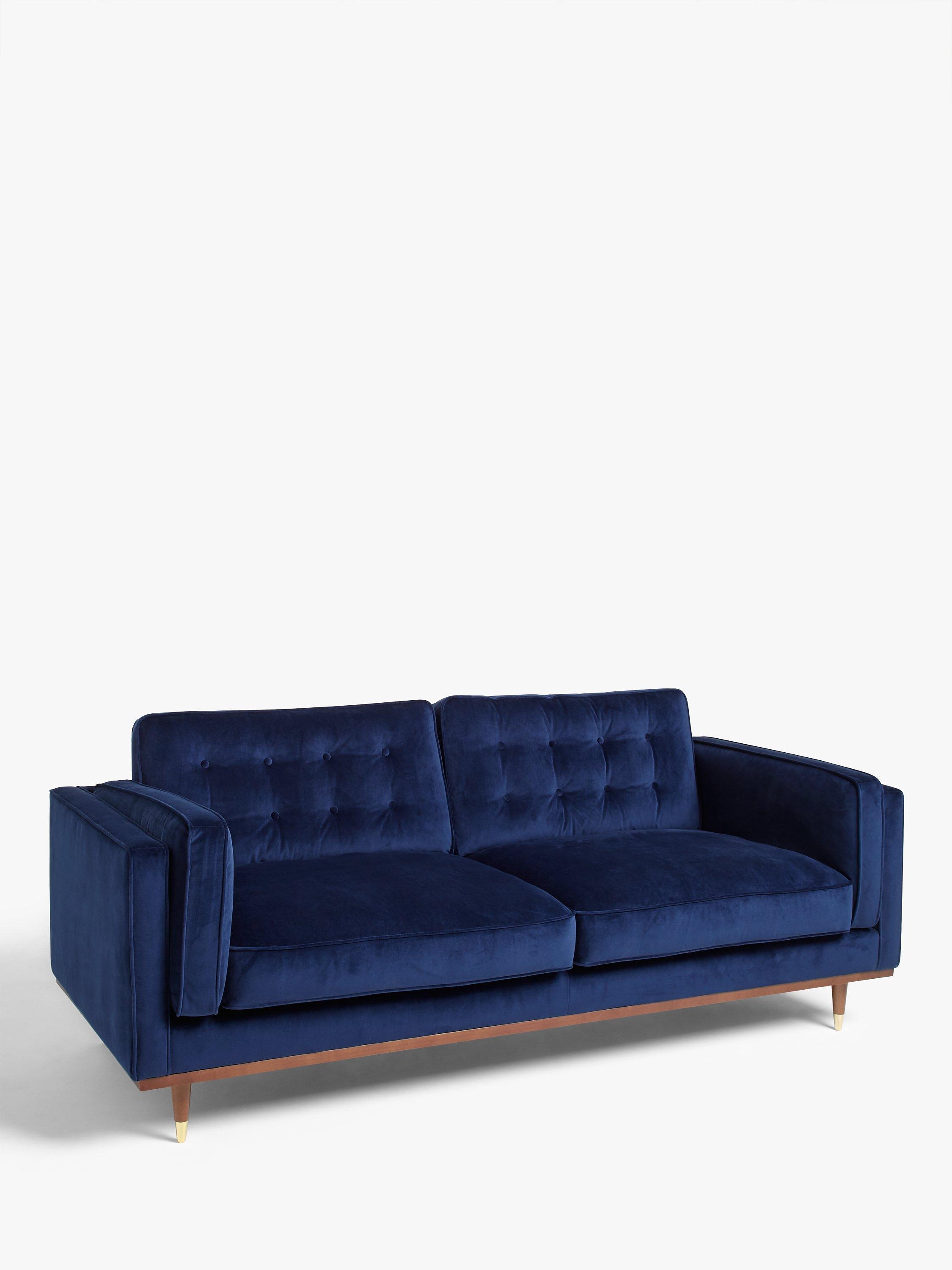 Lyon Range, John Lewis + Swoon Lyon Large 3 Seater Sofa, Caspian Blue Velvet