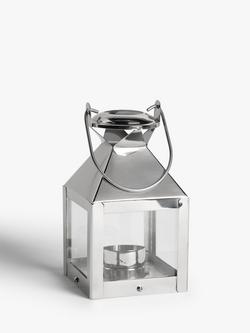 John Lewis Mini Square Lantern Candle Holder, Silver