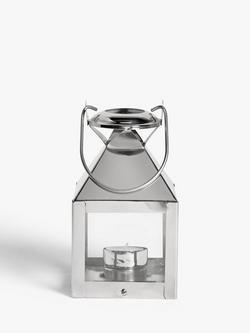 John Lewis Mini Square Lantern Candle Holder - view 2, Silver