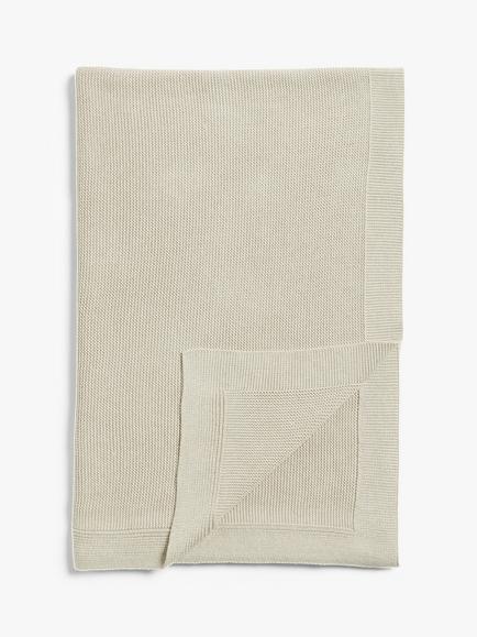 John Lewis Rye Plain Knit Throw, Nougat