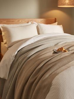 John Lewis Rye Plain Knit Throw - view 2, Nougat