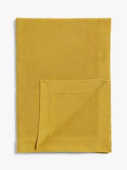 John Lewis Rye Plain Knit Throw, Mustard