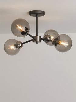 John Lewis Orb Semi Flush Ceiling Light, Smoke