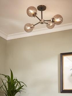John Lewis Orb Semi Flush Ceiling Light - view 2, Smoke