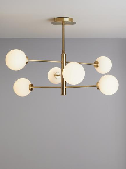 John Lewis Parity 6 Arm Ceiling Light, Brass