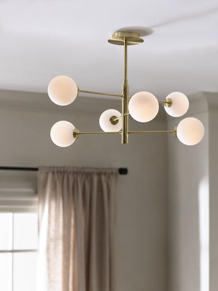 John Lewis Parity 6 Arm Ceiling Light - view 2, Brass