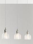 John Lewis Ezra 3 Pendant Prismatic Glass Ceiling Light, Pewter