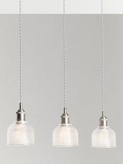 John Lewis Ezra 3 Pendant Prismatic Glass Ceiling Light, Pewter, Pewter