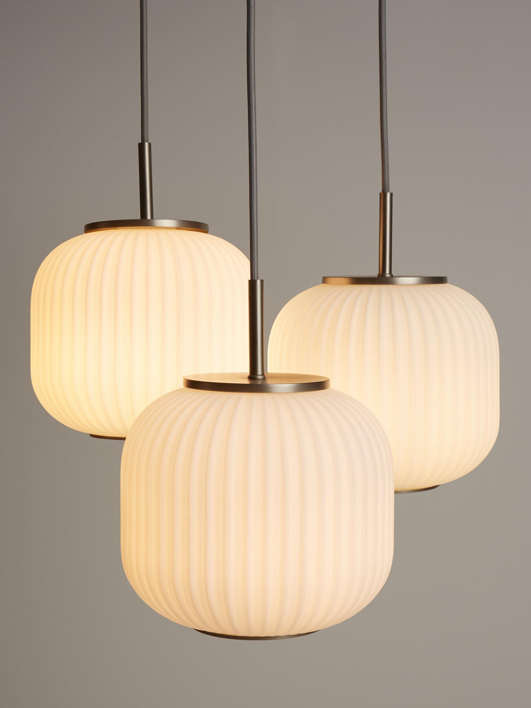 John Lewis & Partners Rise 3 Glass Pendant Cluster Ceiling Light, White/Grey