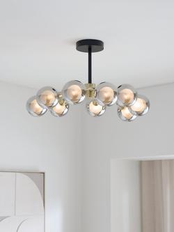 John Lewis Huxley 9 Arm Semi Flush Ceiling Light - view 2, Brass/Black
