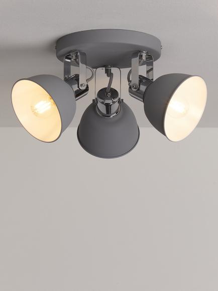 John Lewis SES LED 3 Spotlight Ceiling Plate, Grey, Grey