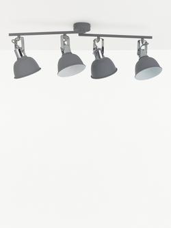 John Lewis SES LED 4 Spotlight Ceiling Bar, Grey - view 2, Grey