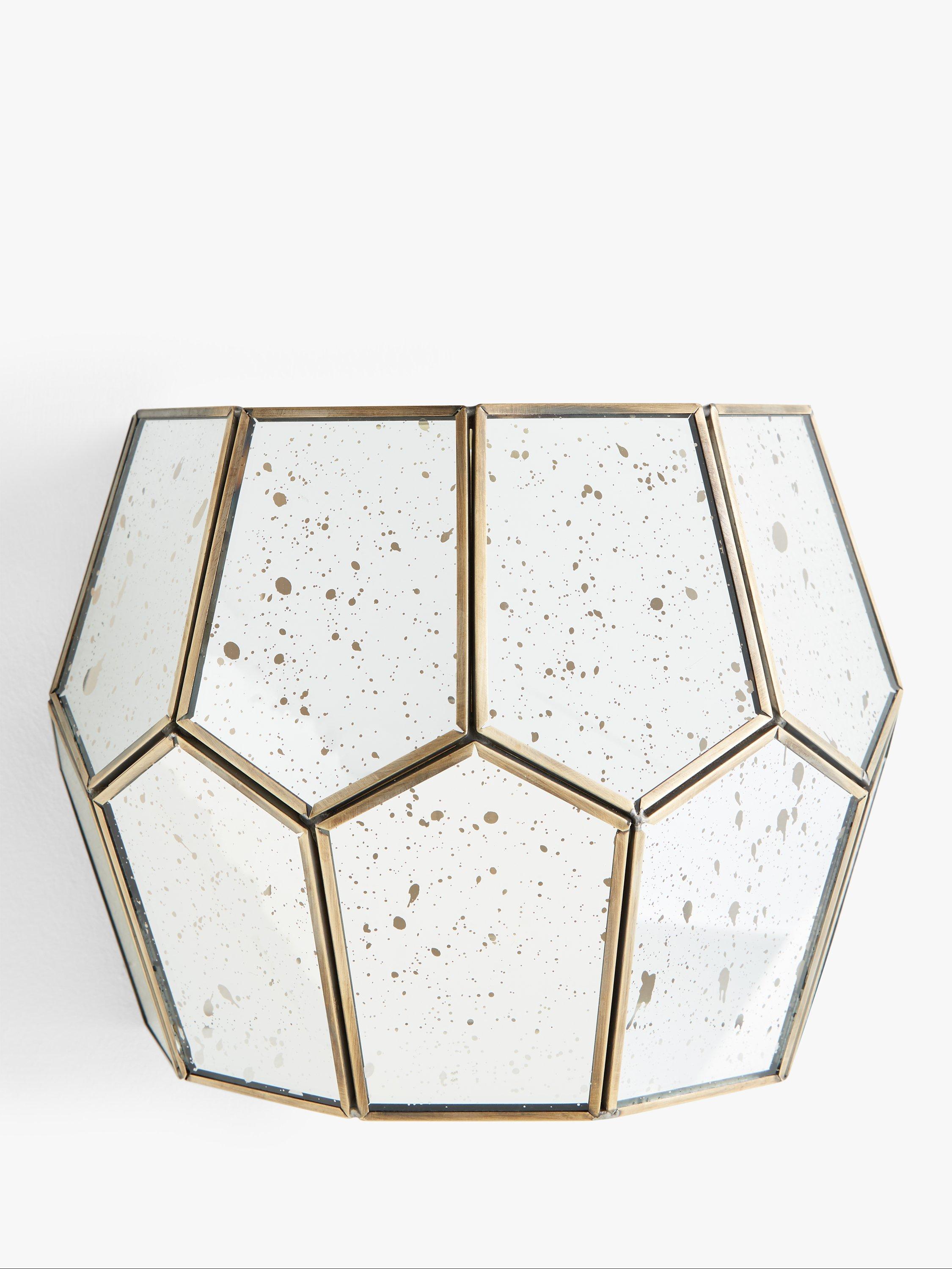 John Lewis Romy Mirrored Glass Pentagon Wall Light Metallic Silver