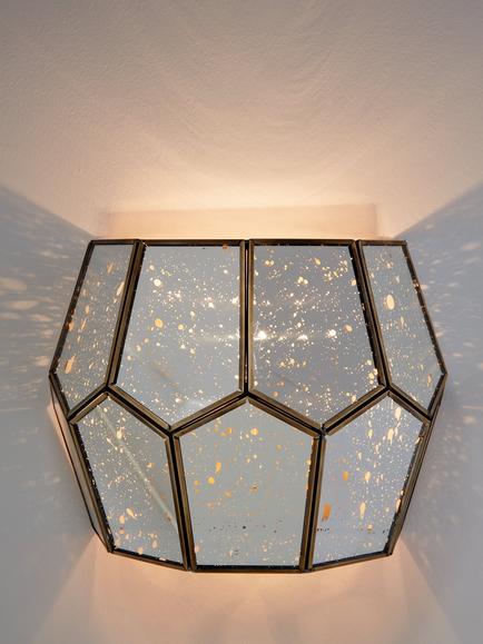 John Lewis Romy Mirrored Glass Pentagon Wall Light, Metallic Silver, Metallic Silver