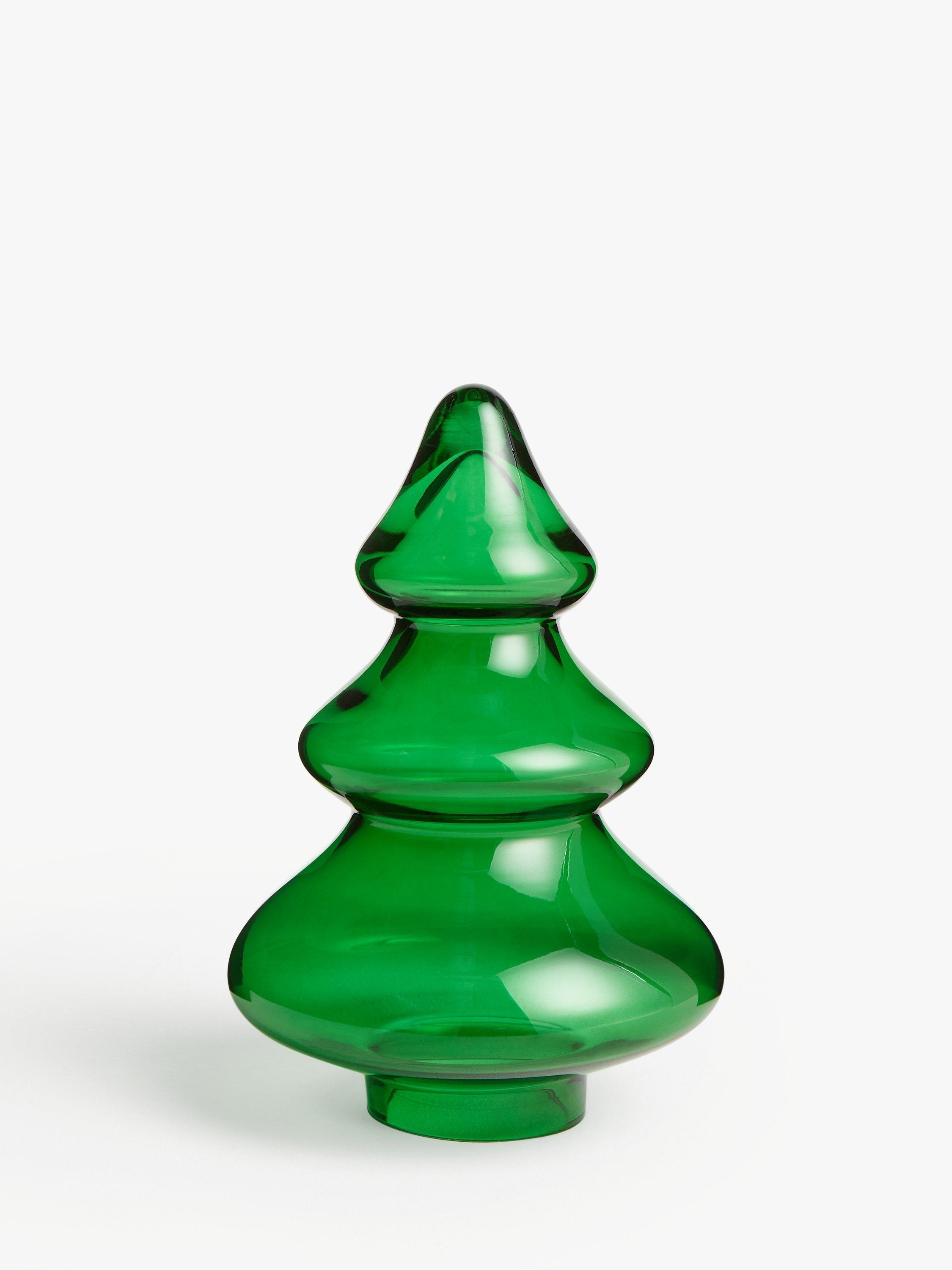 John Lewis & Partners Glass Christmas Tree Table Decoration, H19m, Green