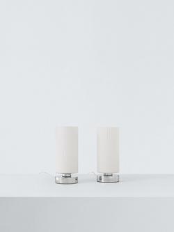 John Lewis Ridge Opal Glass Touch Lamps, White, Set of 2, White