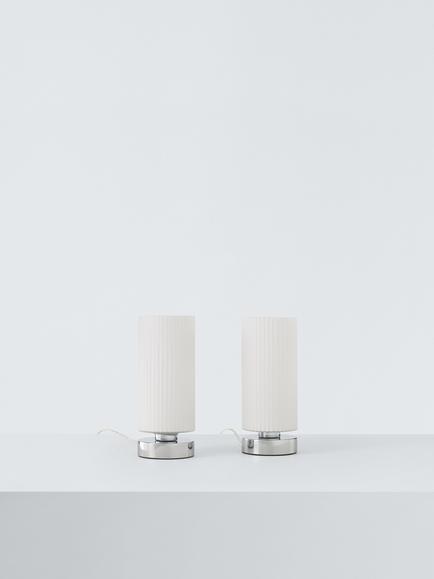 John Lewis Ridge Opal Glass Touch Lamps, White, Set of 2, White