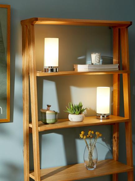 John Lewis Ridge Opal Glass Touch Lamps, White, Set of 2 - view 2, White