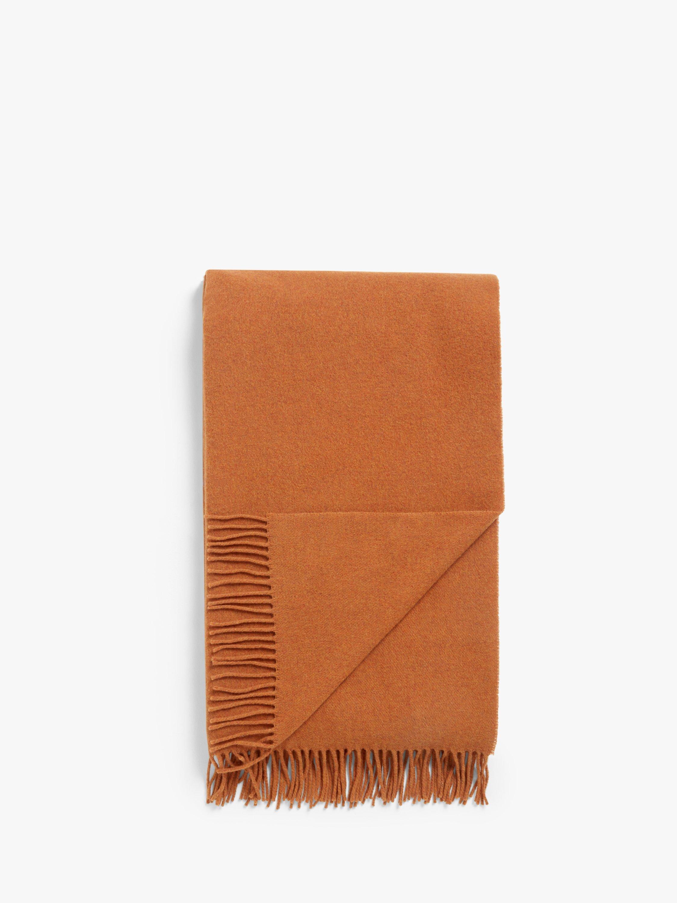 John Lewis Plain Wool Throw, Burnt Orange