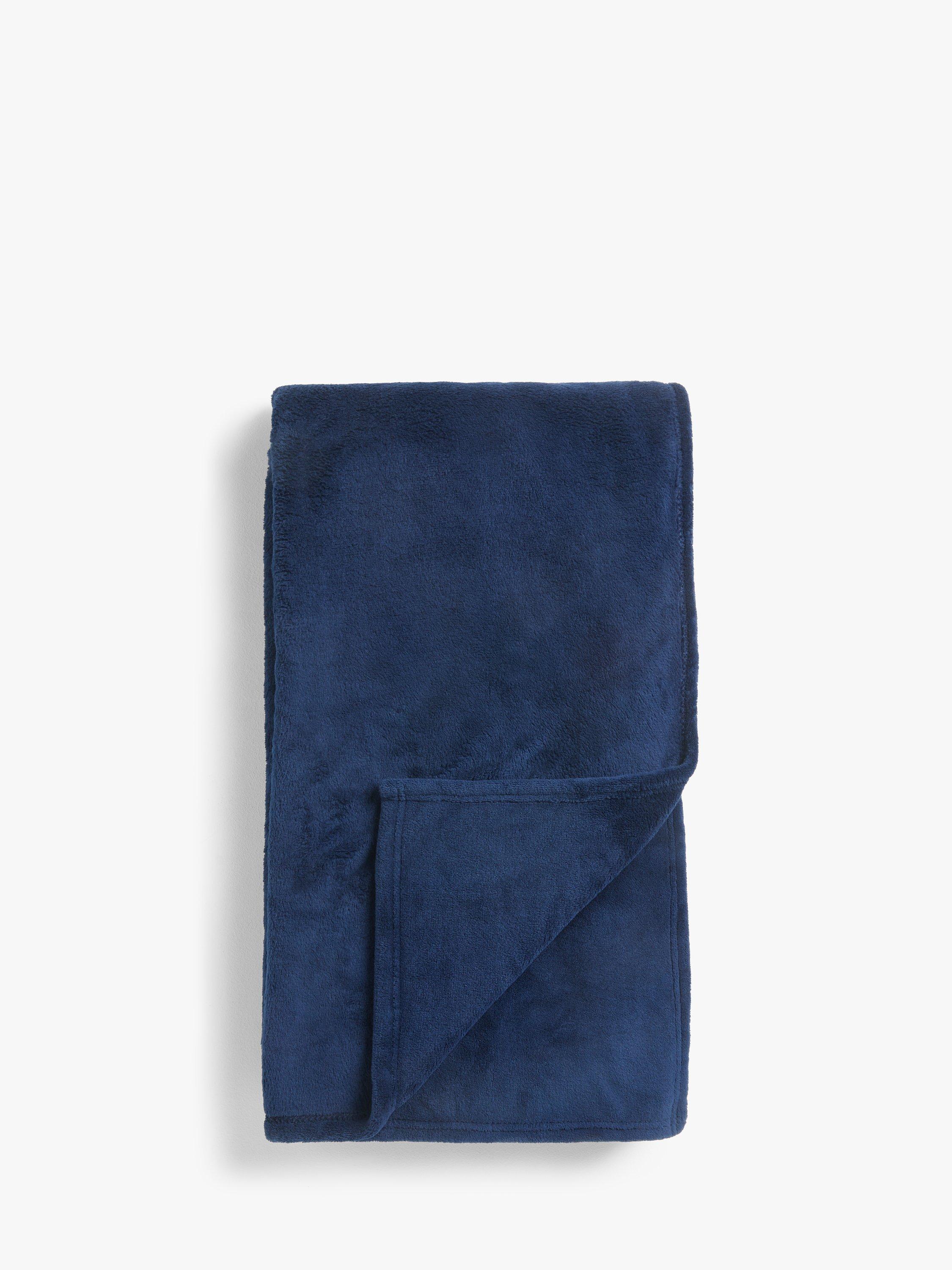 John Lewis ANYDAY Fleece Throw, Navy