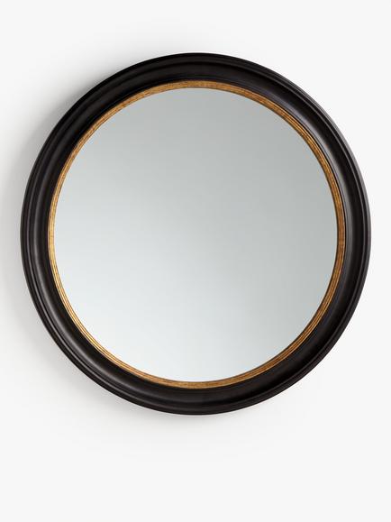 John Lewis Georgian Large Round Wood Wall Mirror, 100cm, Black/Gold, Black/Gold