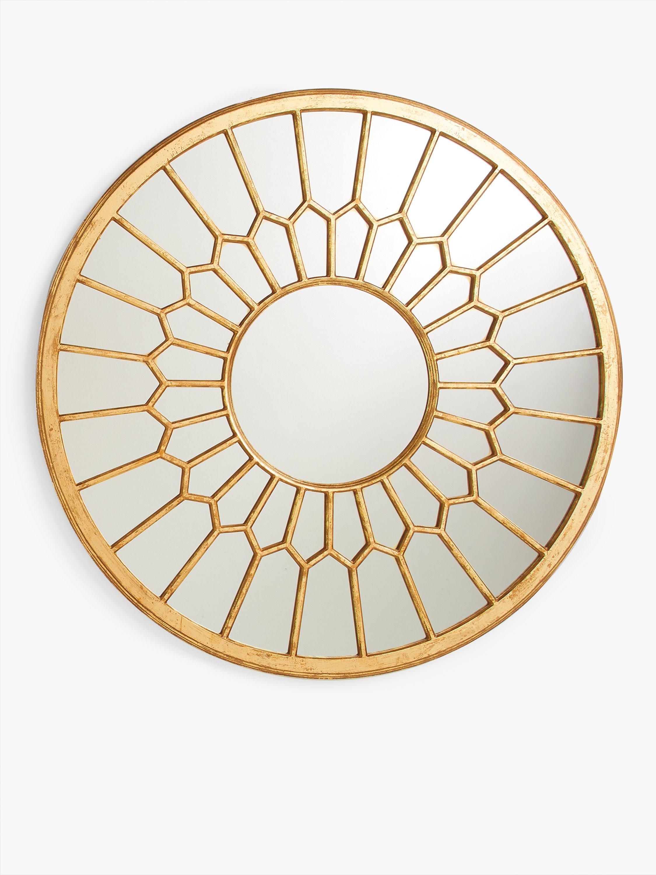 John Lewis & Partners Ronsta Decorative Carved Wood Round Mirror, 80cm, Gold