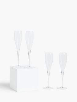 John Lewis Connoisseur Sparkling Wine Flutes, Set of 4, 175ml, Clear, Clear