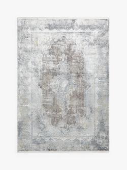 Gooch Luxury Distressed Medallion Rug, Silver