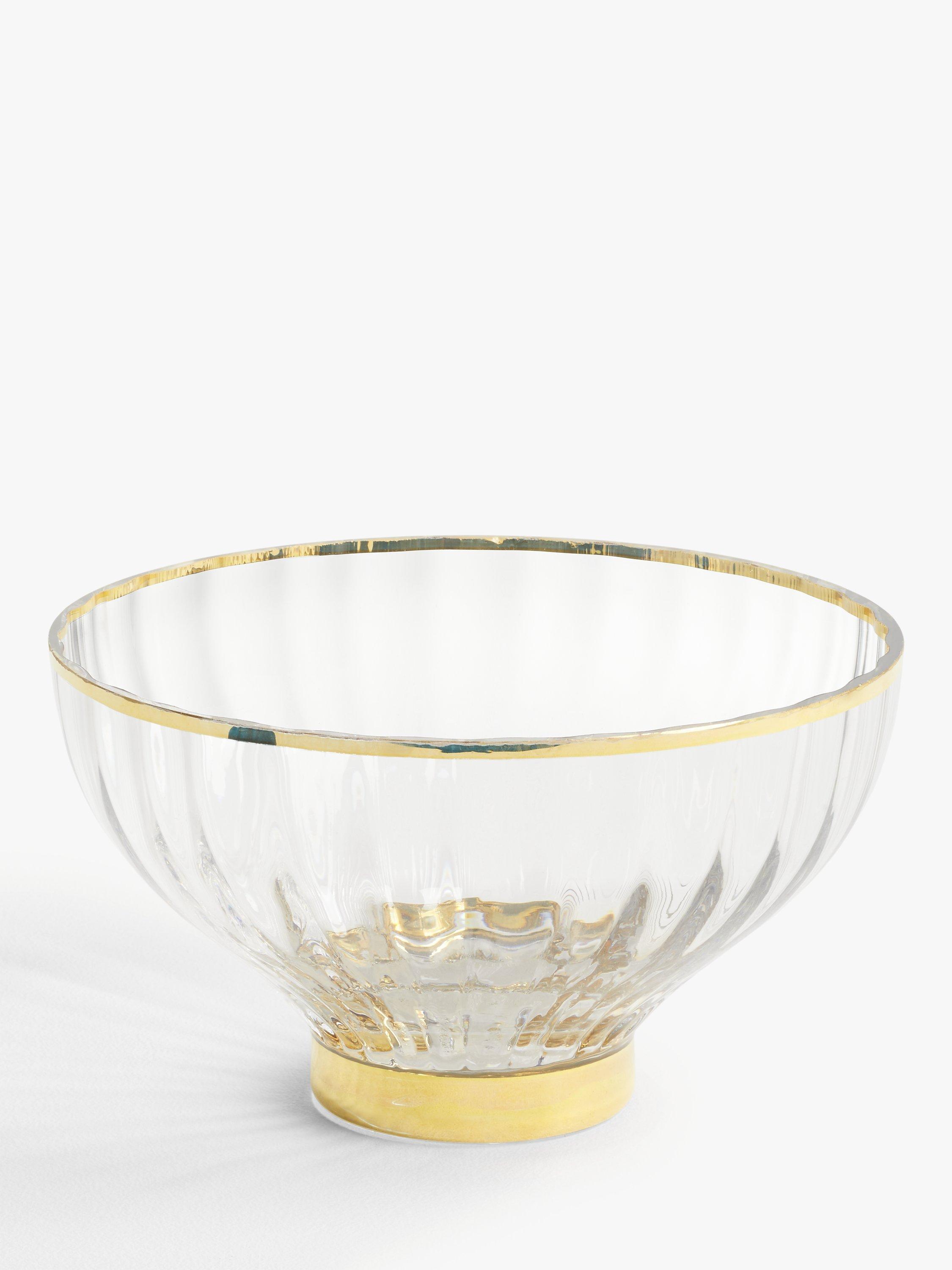 John Lewis & Partners Decorative Glass Bowl, 23cm, Clear/Gold