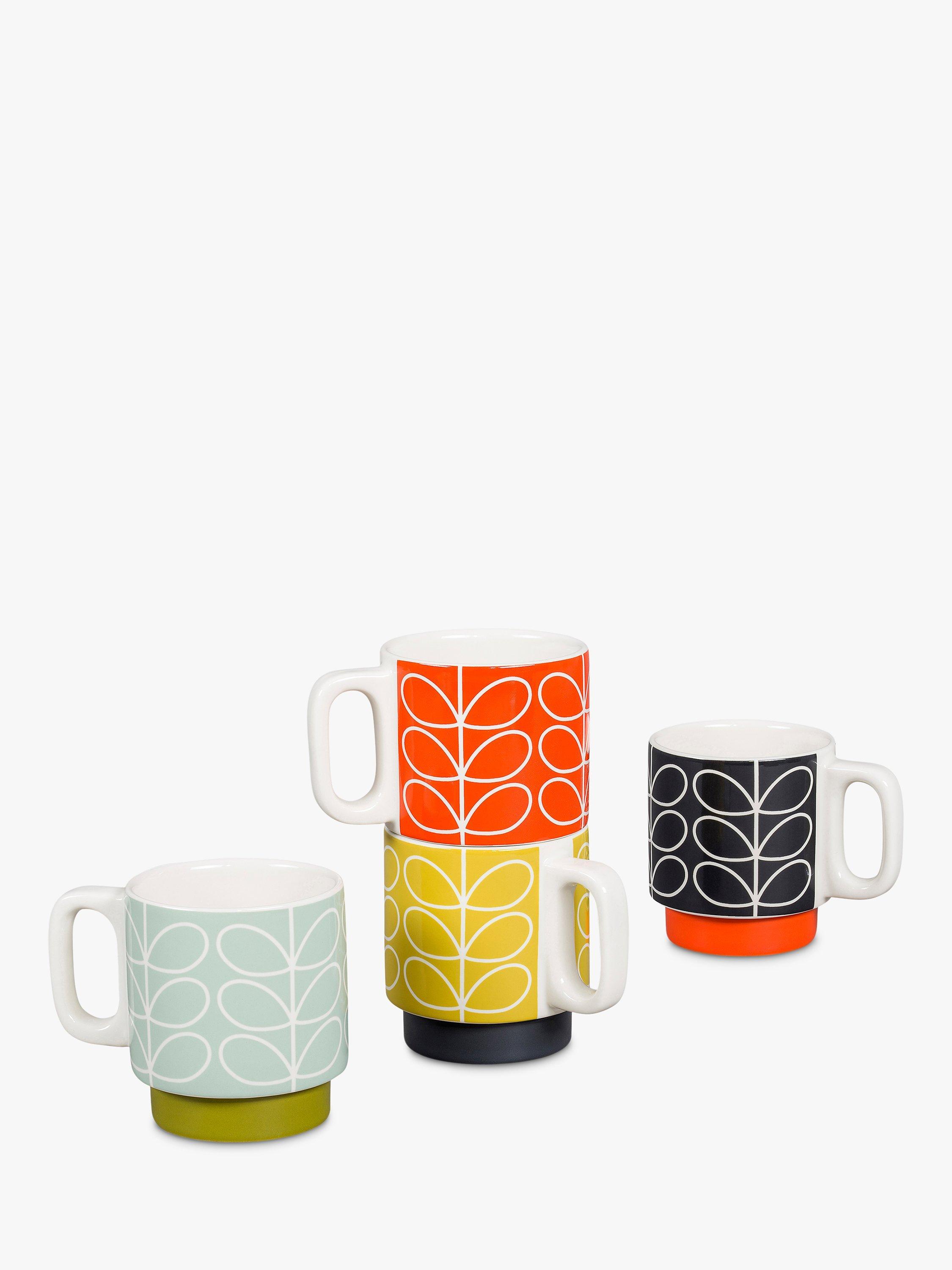 Orla Kiely Linear Stem Stacking Espresso Mug, Set of 4, Multi, 100ml