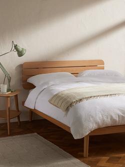 John Lewis Bow Slatted Headboard Bed Frame, Double - view 2, Oak