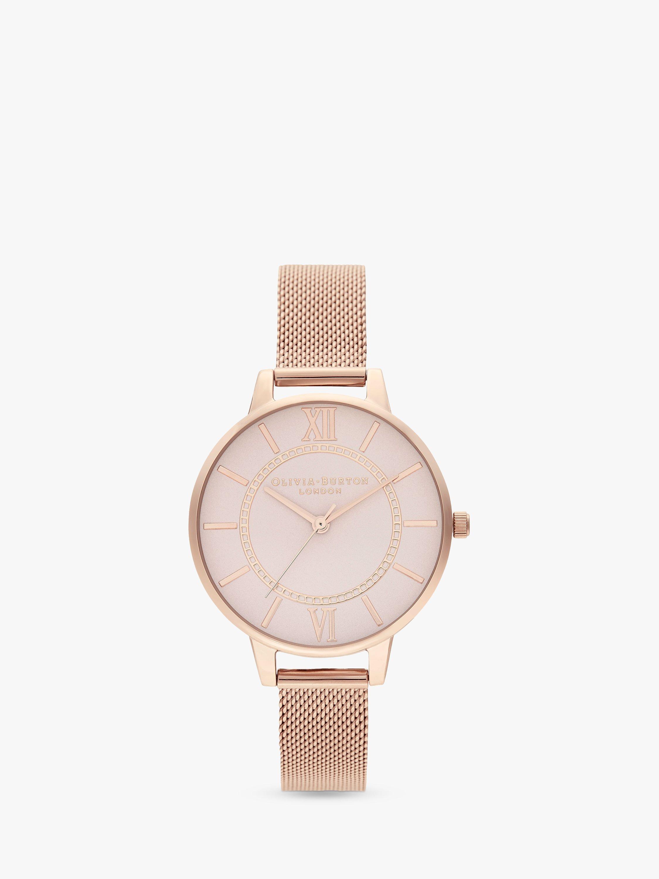 Olivia Burton OB16WD85 Women's Wonderland Mesh Bracelet Strap Watch, Blush/Rose Gold