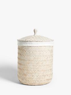 John Lewis Circular Bamboo Laundry Basket, White
