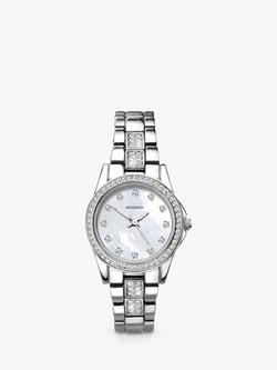 Sekonda 2841 Women's Crystal Bracelet Strap Watch, Silver/Mother of Pearl, Silver/Mother Of Pearl