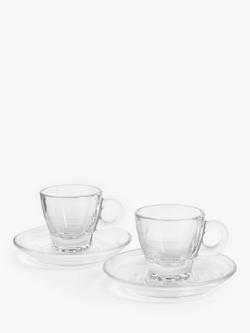 John Lewis Coffee Connoisseur Glass Espresso Cup & Saucer, Set of 2, 70ml, Clear, Clear