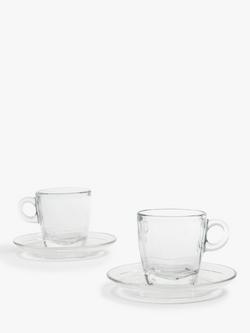 John Lewis Coffee Connoisseur Cappuccino Glass Cup & Saucer, Set of 2, 195ml, Clear, Clear