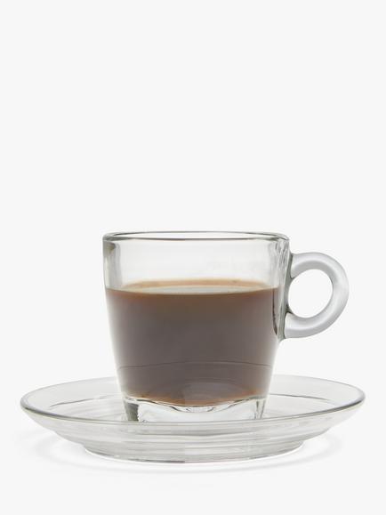 John Lewis Coffee Connoisseur Cappuccino Glass Cup & Saucer, Set of 2, 195ml, Clear - view 2, Clear