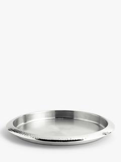 John Lewis Hammered Edge Stainless Steel Round Tray, 35cm, Silver