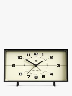 Newgate Clocks Wideboy Retro Silent Sweep Analogue Alarm Mantel Clock, 20.5cm, Black/Cream