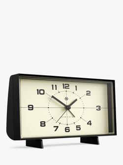 Newgate Clocks Wideboy Retro Silent Sweep Analogue Alarm Mantel Clock, 20.5cm - view 2, Black/Cream