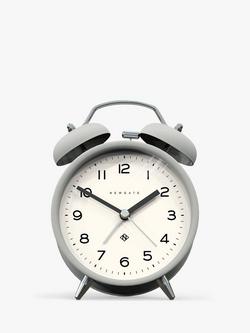 Newgate Clocks Charlie Twin Bell Echo Silent Sweep Analogue Alarm Clock, Matt Grey