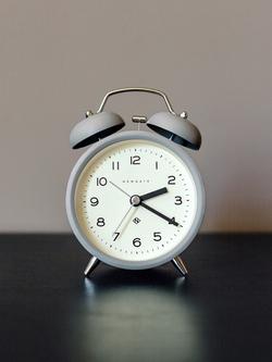 Newgate Clocks Charlie Twin Bell Echo Silent Sweep Analogue Alarm Clock - view 2, Matt Grey