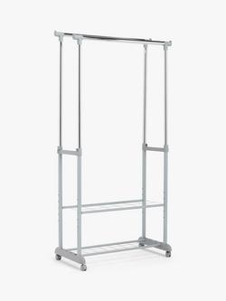 John Lewis Double Height Adjustable Clothes Rail, Silver