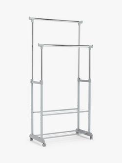 John Lewis Double Height Adjustable Clothes Rail - view 2, Silver
